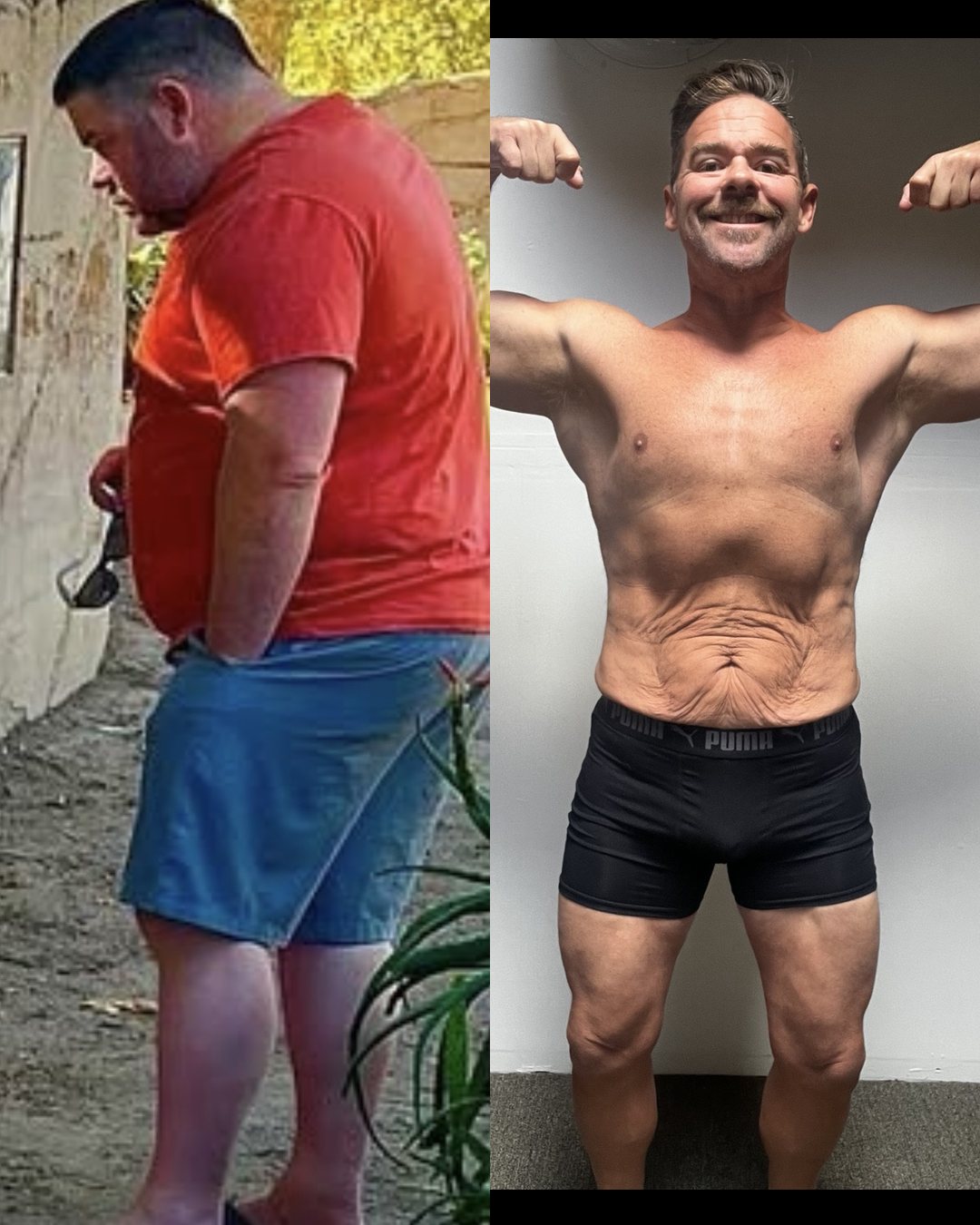 Jerry Brummett before and after his 90 pound weight loss